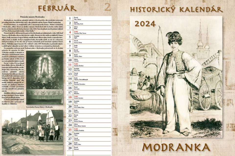 Historický kalendár Modranky | Zdroj: Mesto Trnava