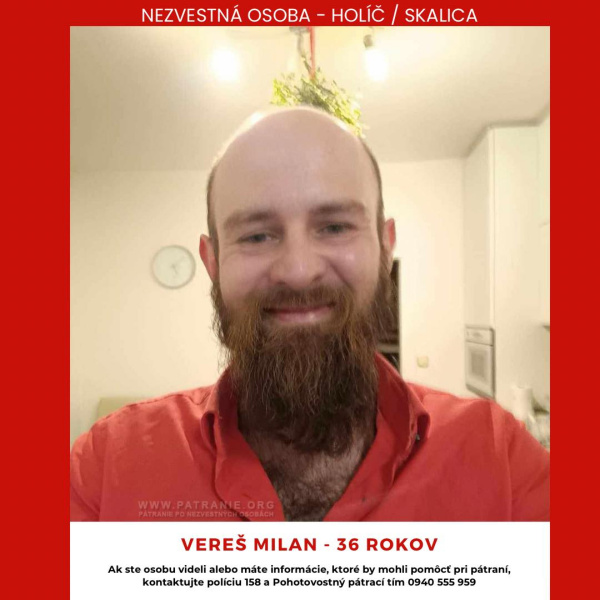 Milan Vereš (36) bol naposledy videný 5. apríla 2024, odvtedy ho niet. | Foto: Pohotovostný pátrací tím, fb