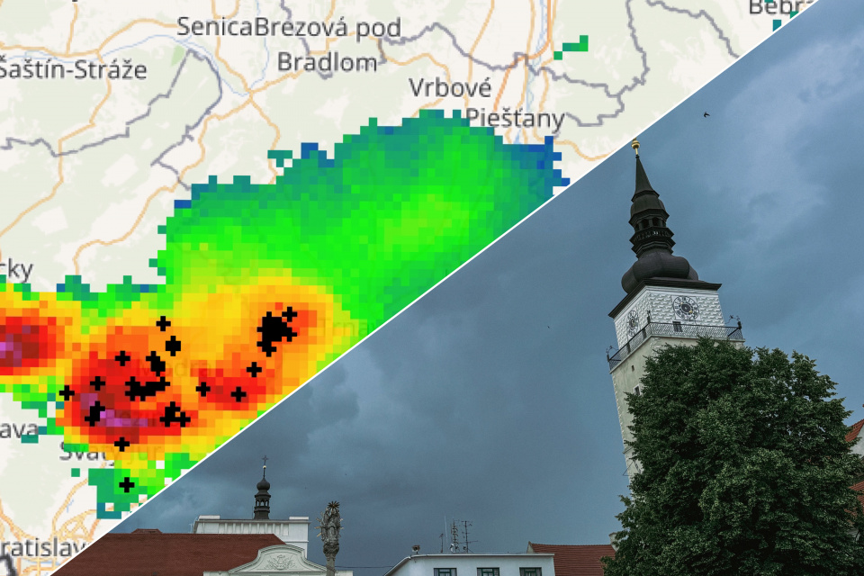 Búrka nad trnavským okresom. | Zdroj: SHMÚ, red.