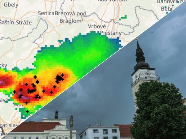 Búrka nad trnavským okresom. | Zdroj: SHMÚ, red.
