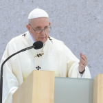 Pápež František počas svätej omše | Foto: TASR - Martin Baumann