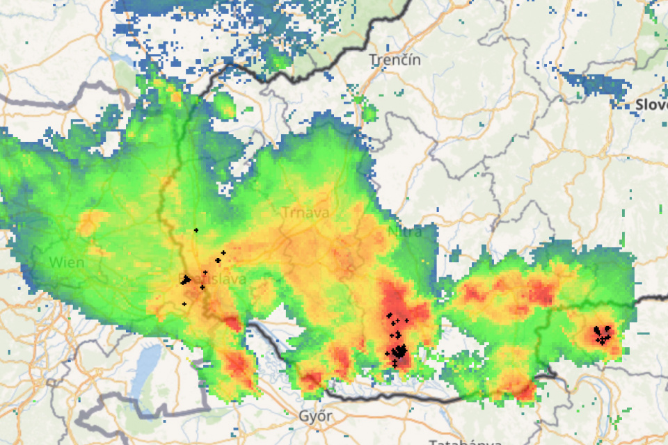 Snímok meteoradaru SHMÚ z 26. júna 2024, 6.40 h. | Zdroj SHMÚ