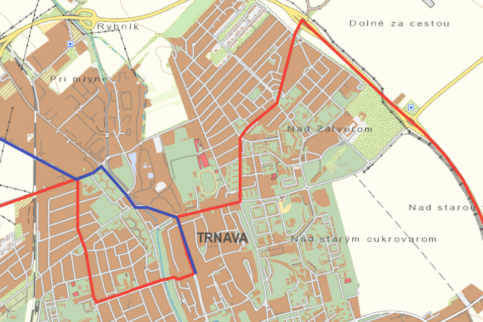 Mapa pohybu pelotónu v Trnave | Zdroj: trnava.sk