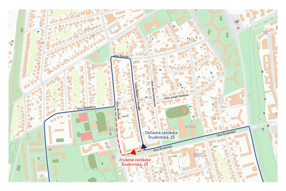 Mapa obchádzok | Zdroj: Mesto Trnava