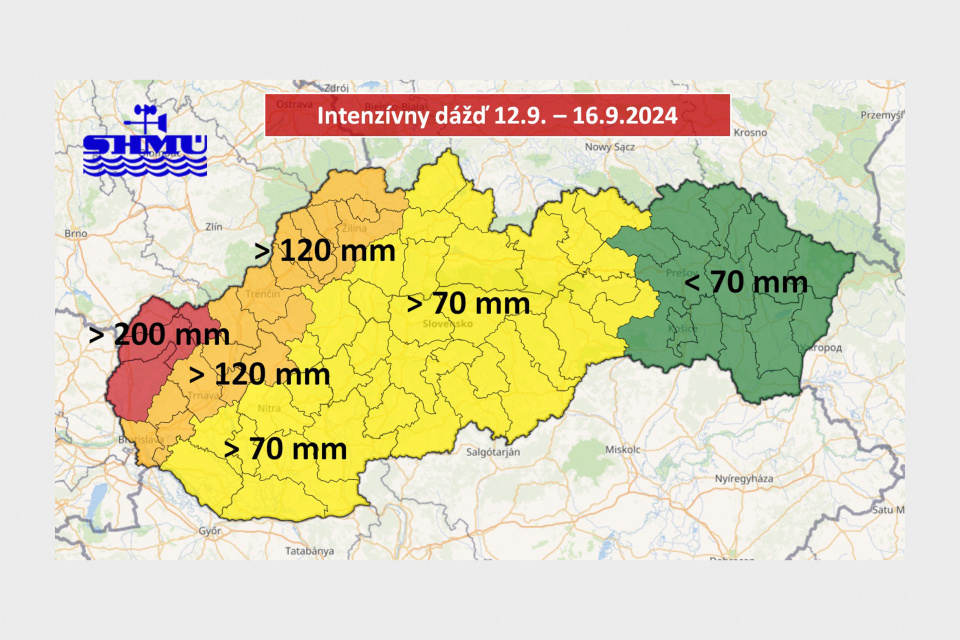 Odhadované úhrny zrážok. | Zdroj: SHMÚ