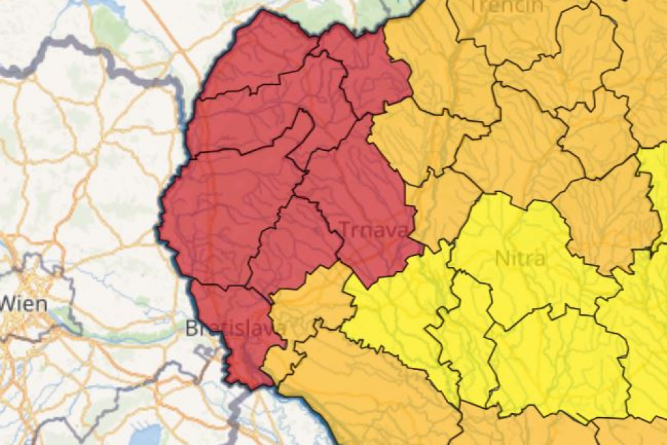 Aktuálna mapa výstrah | Zdroj: SHMÚ