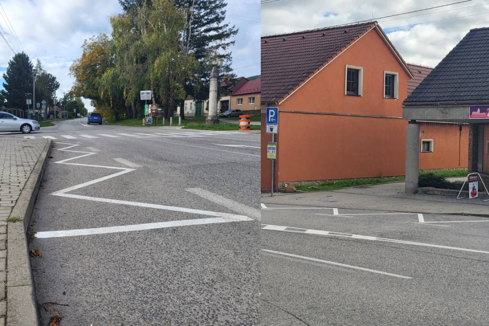 Nové vodorovné značenie na ulici SNP | Zdroj: Obec Smolenice