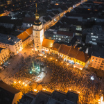 Dronový záber na Trojičné námestie 7. 2. 2025 o 17.35 h. | Foto: jb, pre Trnavské rádio