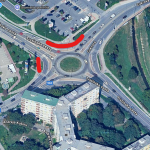 Mapa s vyznačením čiastočnej uzávery cesty a obmezenia chodcov na chodníku | Foto: Mapy Google, Michaela Martišíková, Trnavské rádio