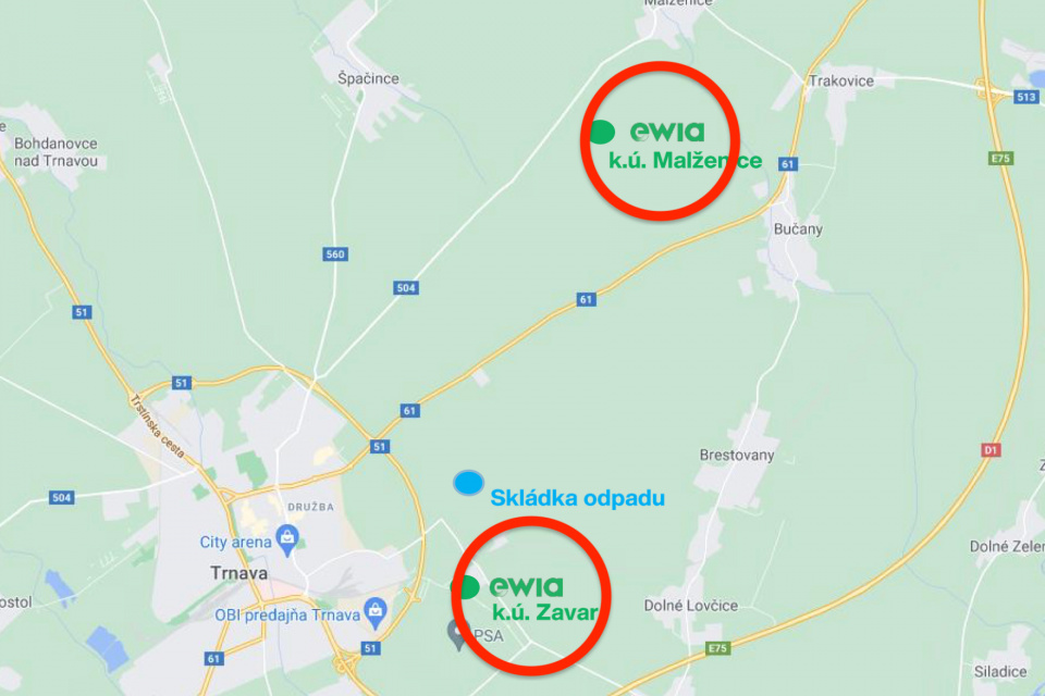 Možné lokality umiestnenia ZEVO | Zdroj: Prezentácia EWIA