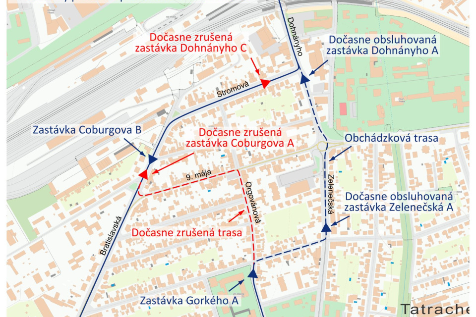 Obchádzka Stromovej. | Zdroj: Mesto Trnava