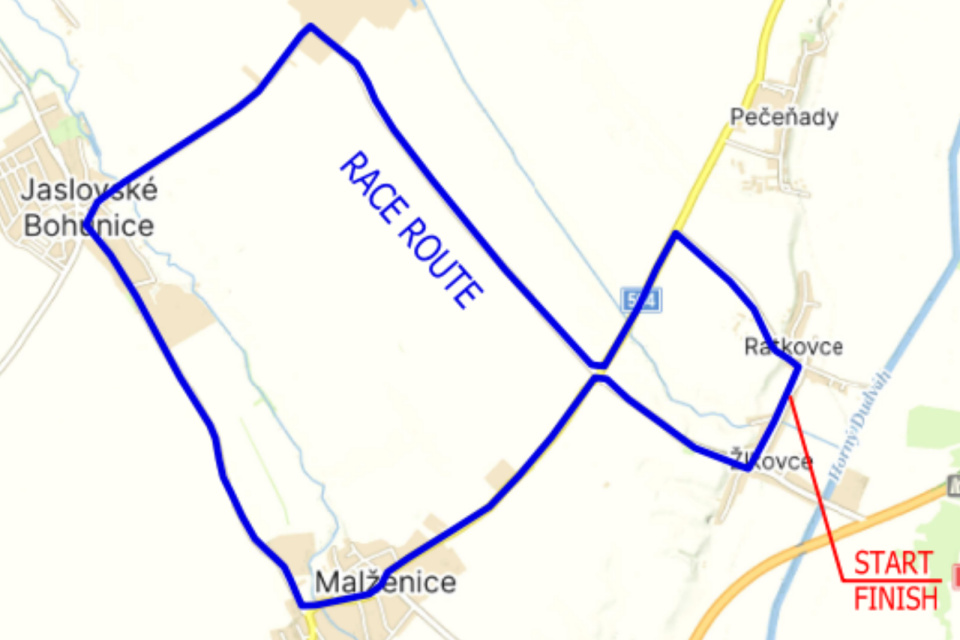 Dnešná etapa pretekov Trnava Tour 2025. | Foto: Maps Google, Trnava Tour