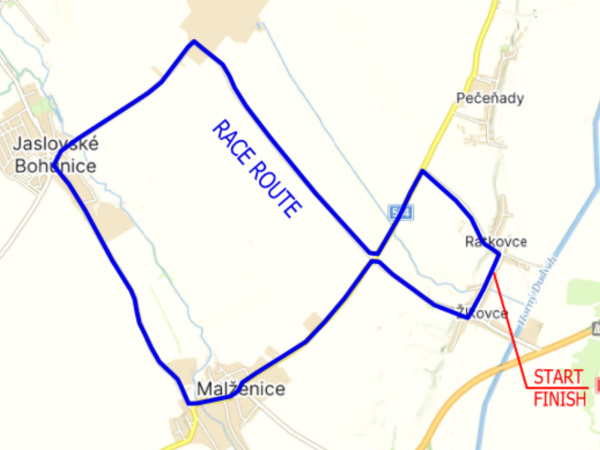 Dnešná etapa pretekov Trnava Tour 2025. | Foto: Maps Google, Trnava Tour