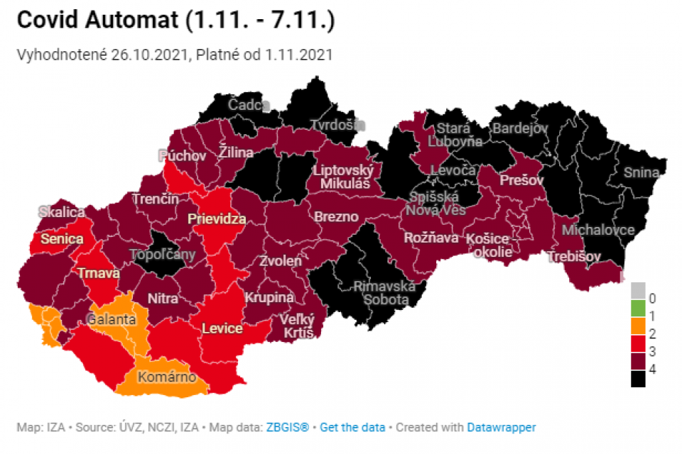 Covid automat od 1.11. | Zdroj: korona.gov.sk