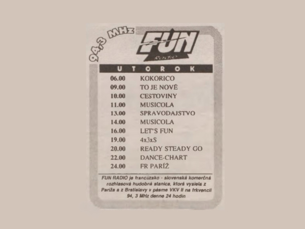 Utorková programová štruktúra z roku 1993. | Zdroj: TASR